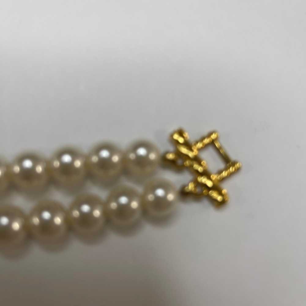 faux pearl bracelet double strand gold tone clasp… - image 7