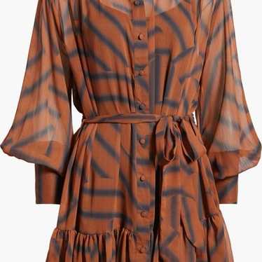 TOPSHOP tiered long sleeve mini shirt dress