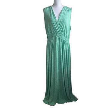 Spence Women Maxi Dress 2X Green Wrap V Neck Spac… - image 1