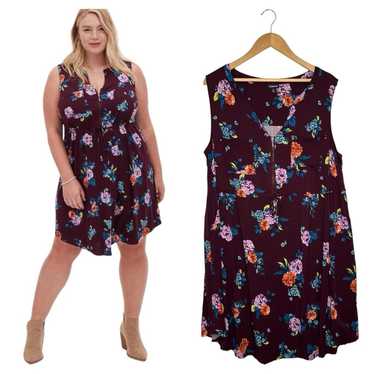 Torrid Shirt Dress Womens 2 Floral Mini Challis Z… - image 1