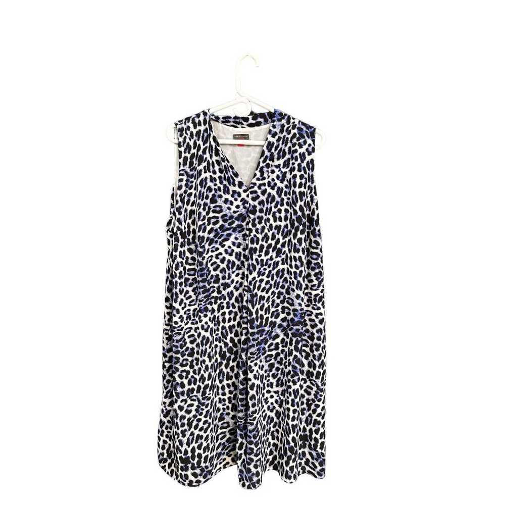 Vince Camuto Blue Leopard Print Sleeveless Fit Fl… - image 1