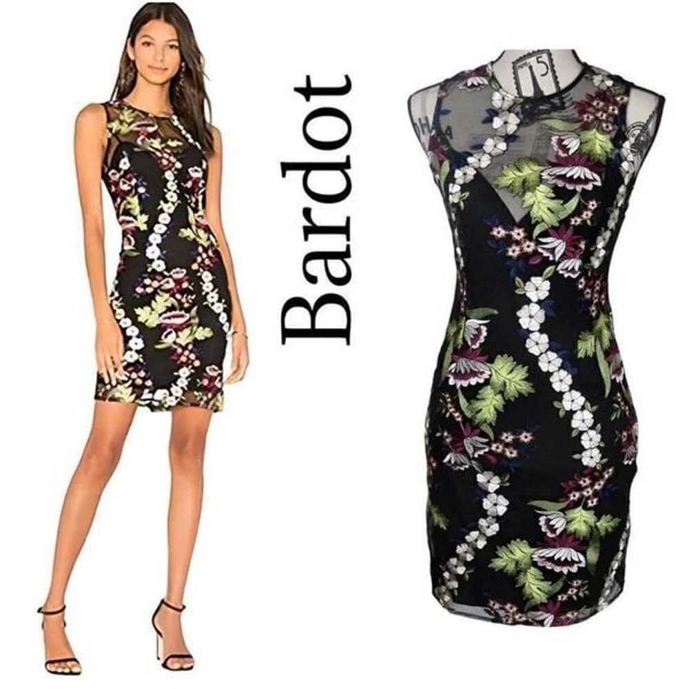 Bardot Jade Lace Black Sleeveless Mini Dress Flor… - image 1