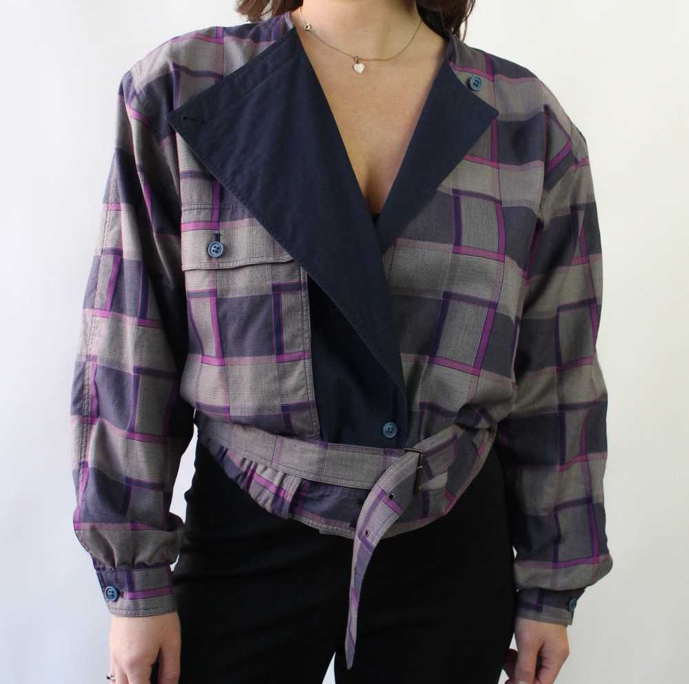 80s Italian Made Cotton Collarless Jacket - image 1