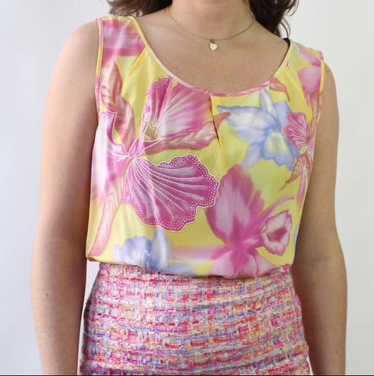 90s Escada Silk Floral Tank - image 1