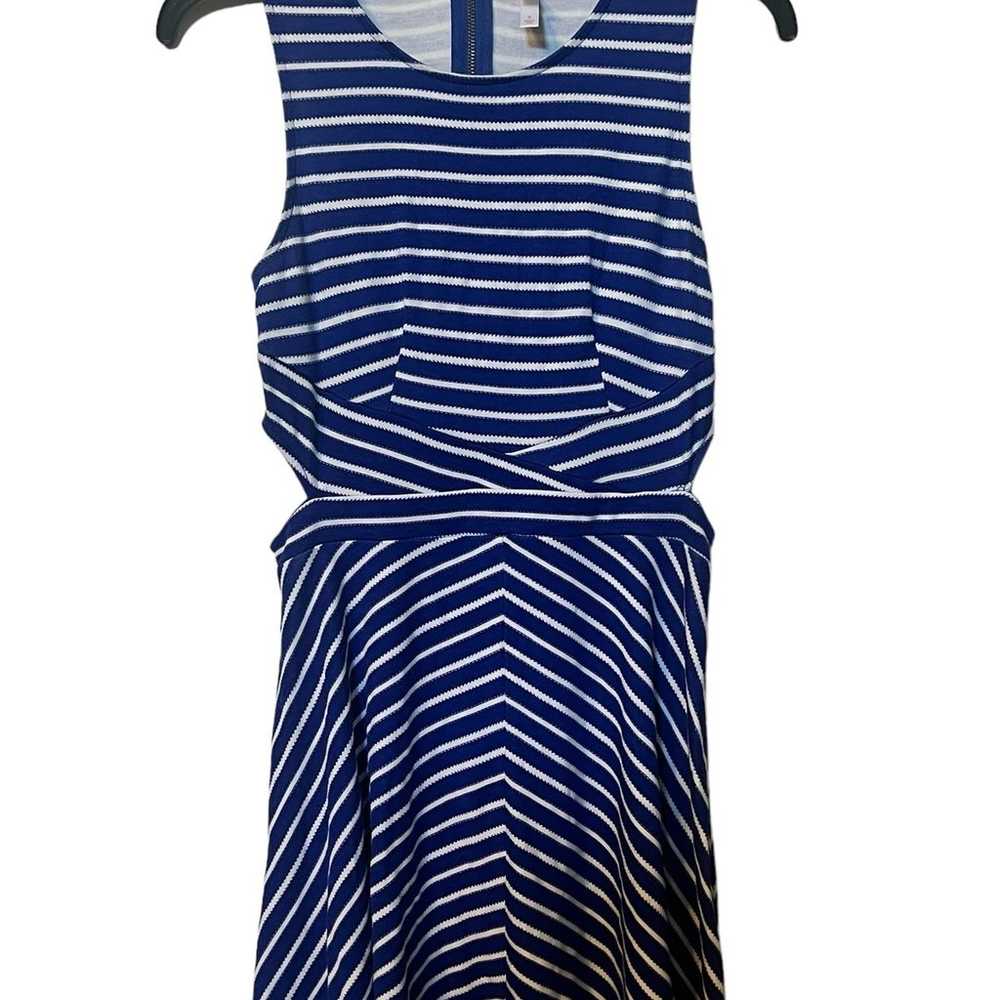 Blue and white striped dress with side cut outs - image 2