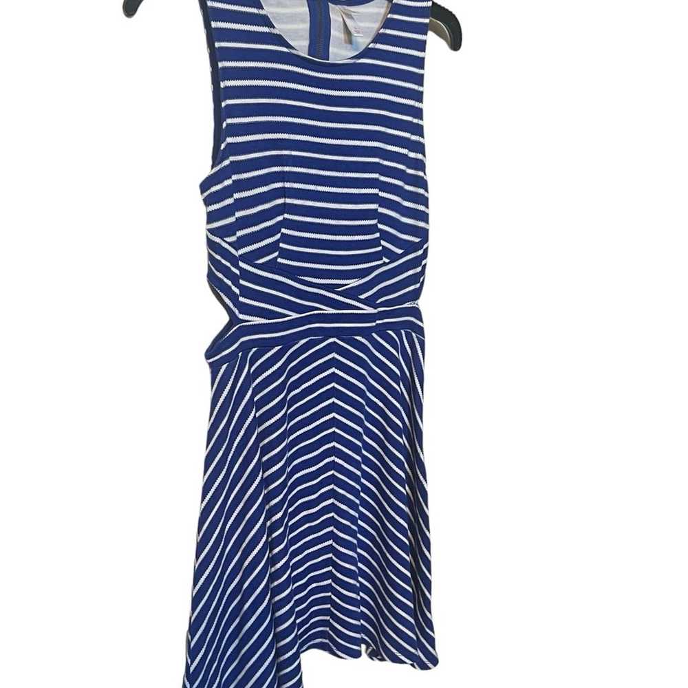 Blue and white striped dress with side cut outs - image 3