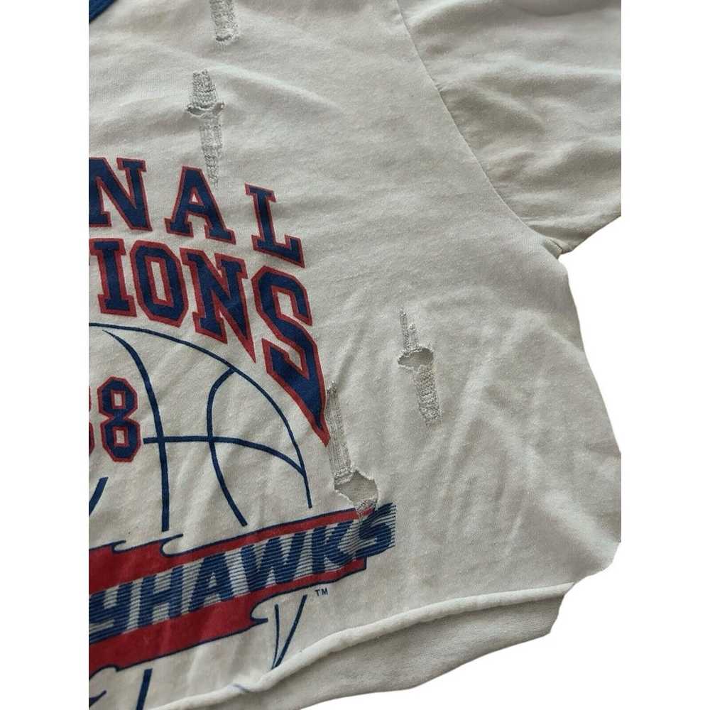 Vtg 80s Kansas Jayhawks 1988 National Champs Crop… - image 3