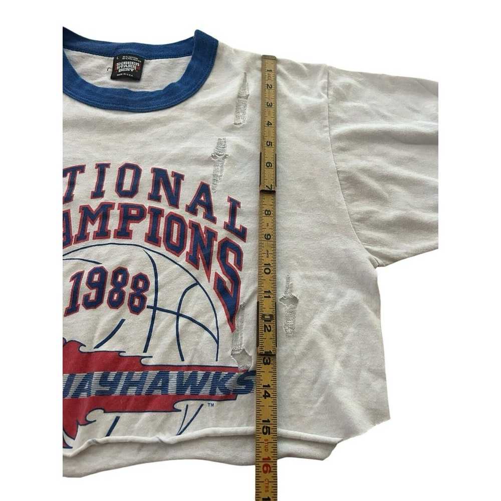 Vtg 80s Kansas Jayhawks 1988 National Champs Crop… - image 5