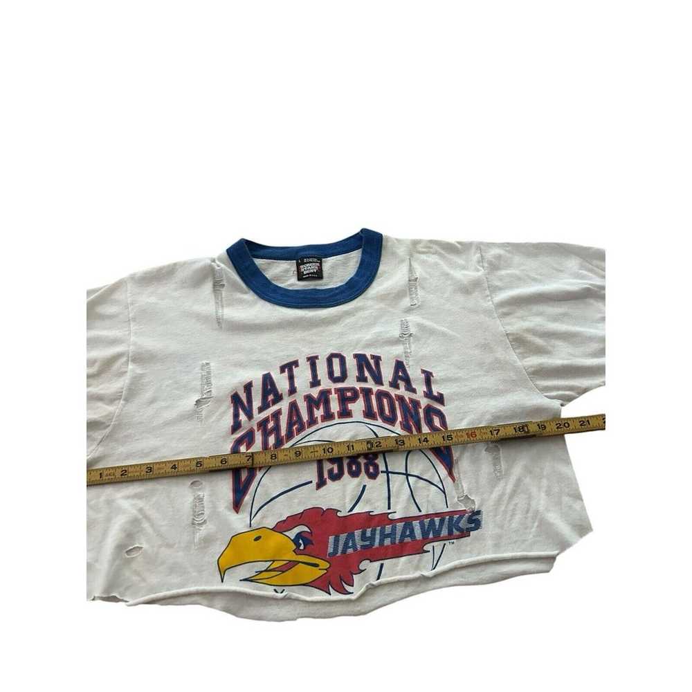 Vtg 80s Kansas Jayhawks 1988 National Champs Crop… - image 6