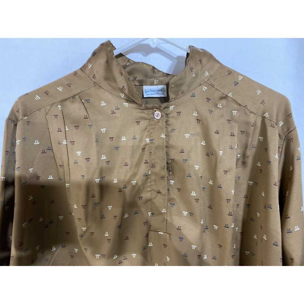 Vintage Levi Strauss Women's Blouse Brown Tan Whi… - image 7