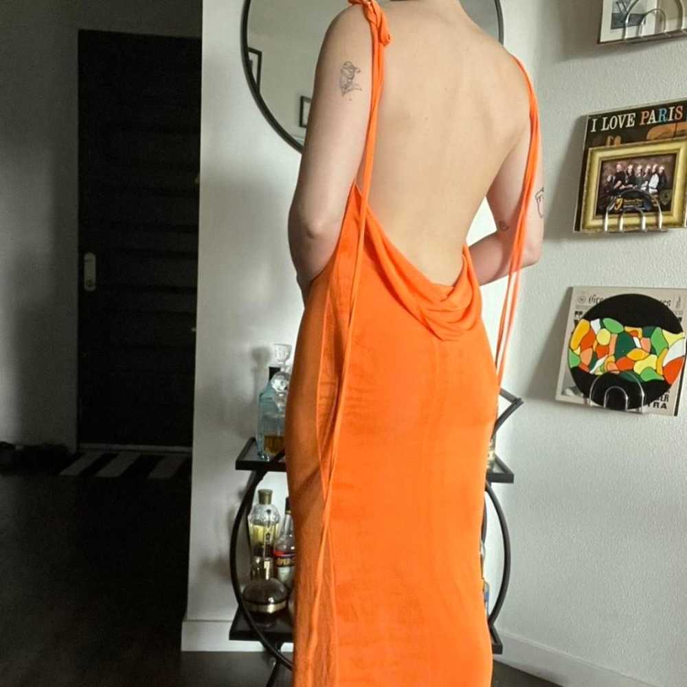 Orange slinky maxi open back dress - image 3