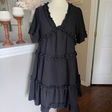 Oddy boutique black ruffle tiered dress S