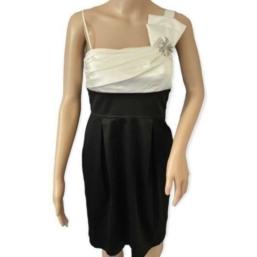 Y2K Vtg Teez Me Dress Mini Black White Cocktail R… - image 3