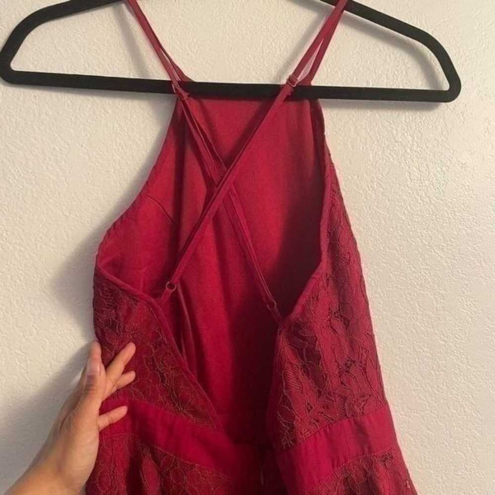 Wine Red Lace Skater Dress - image 10