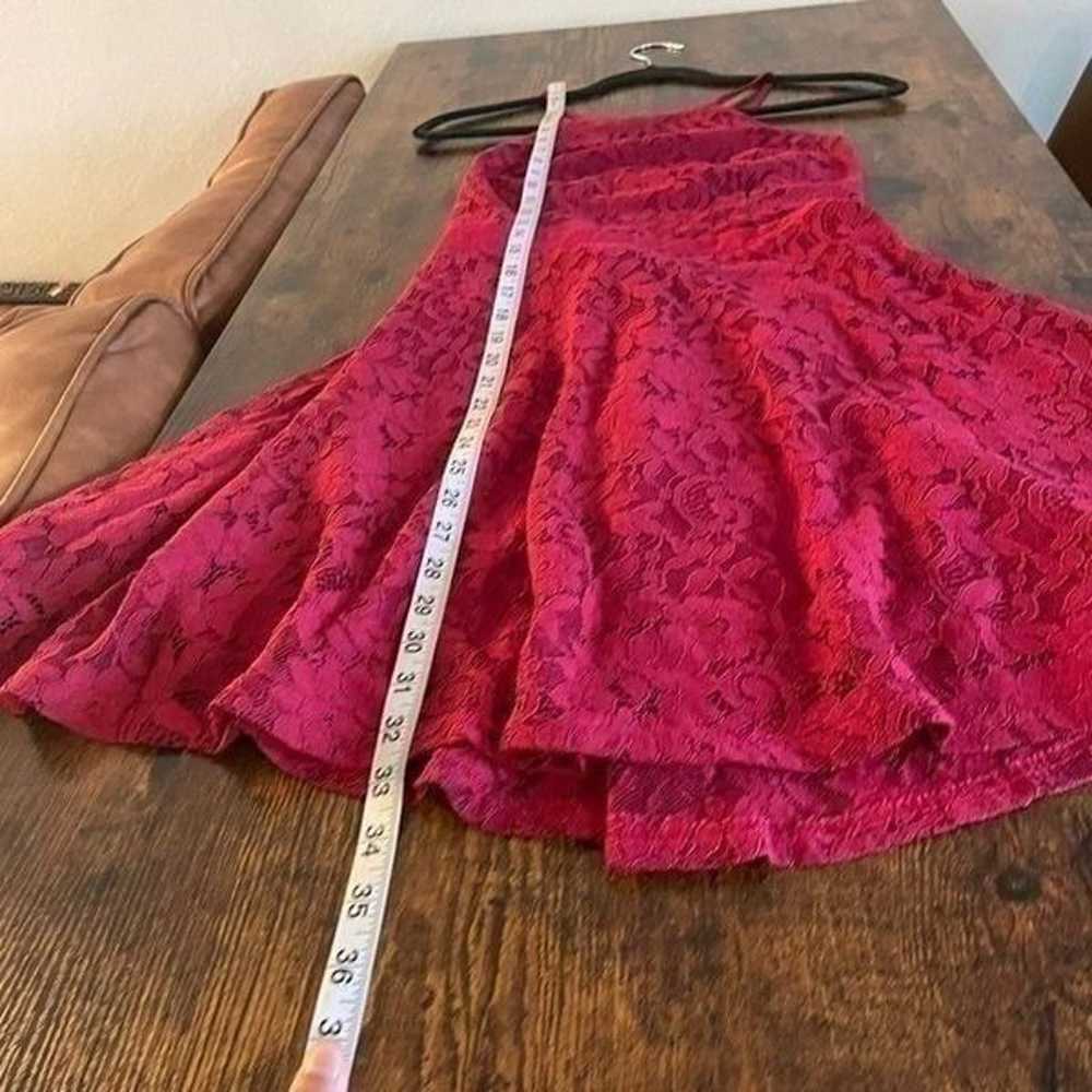 Wine Red Lace Skater Dress - image 5