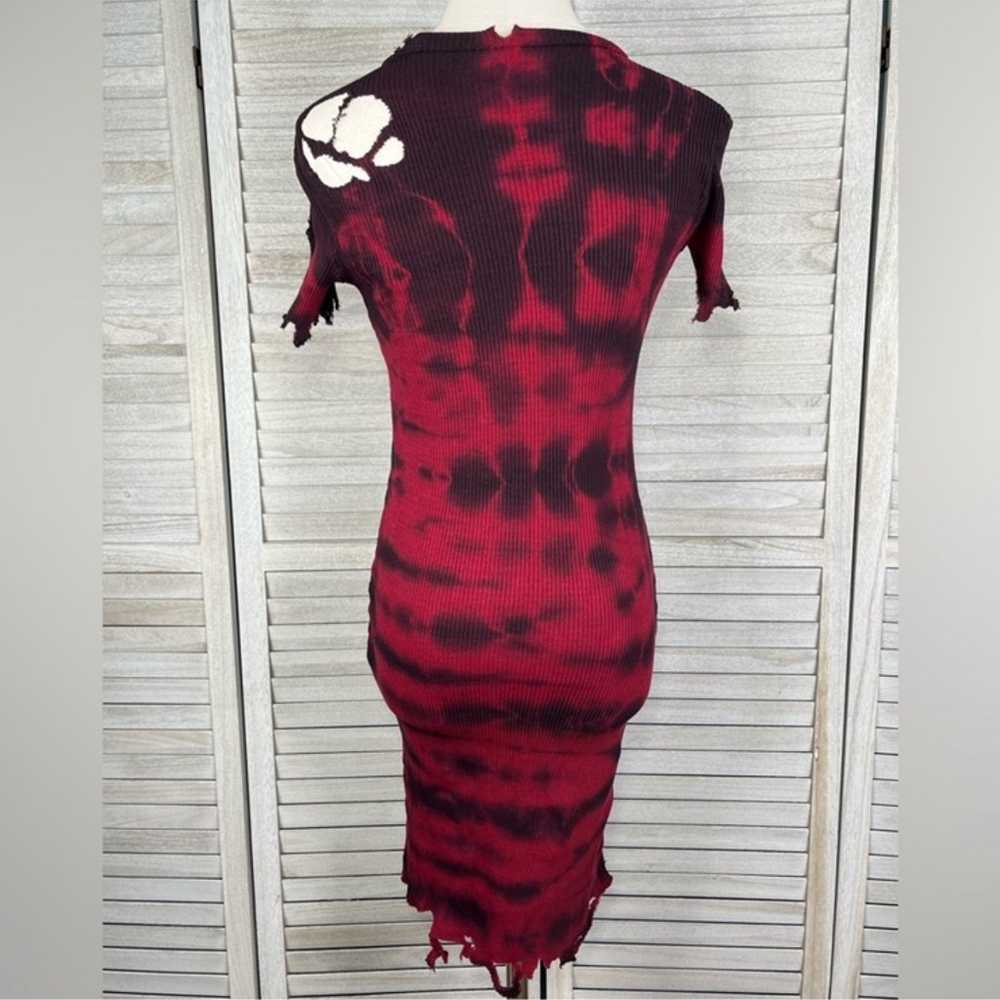 KIKIRIKI Ribbed Bodycon Dress Tie Dye with Distre… - image 4