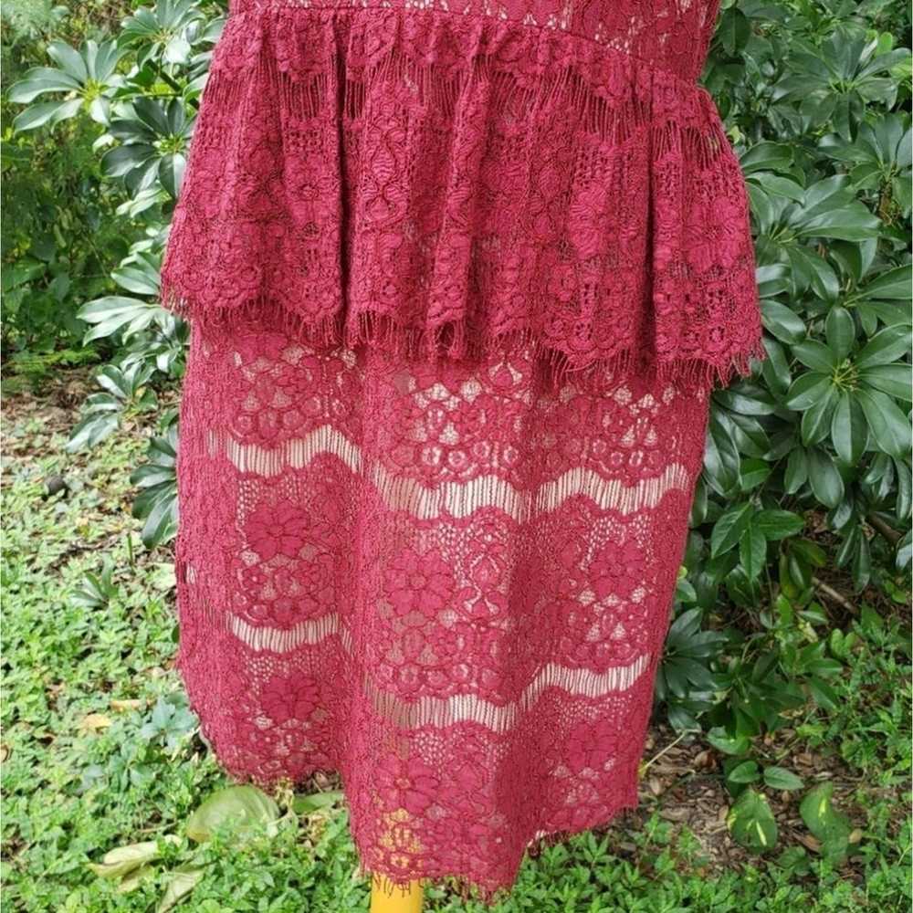 Anthropologie Maeve Sz M Elsa Wine Lace Peplum Dr… - image 3