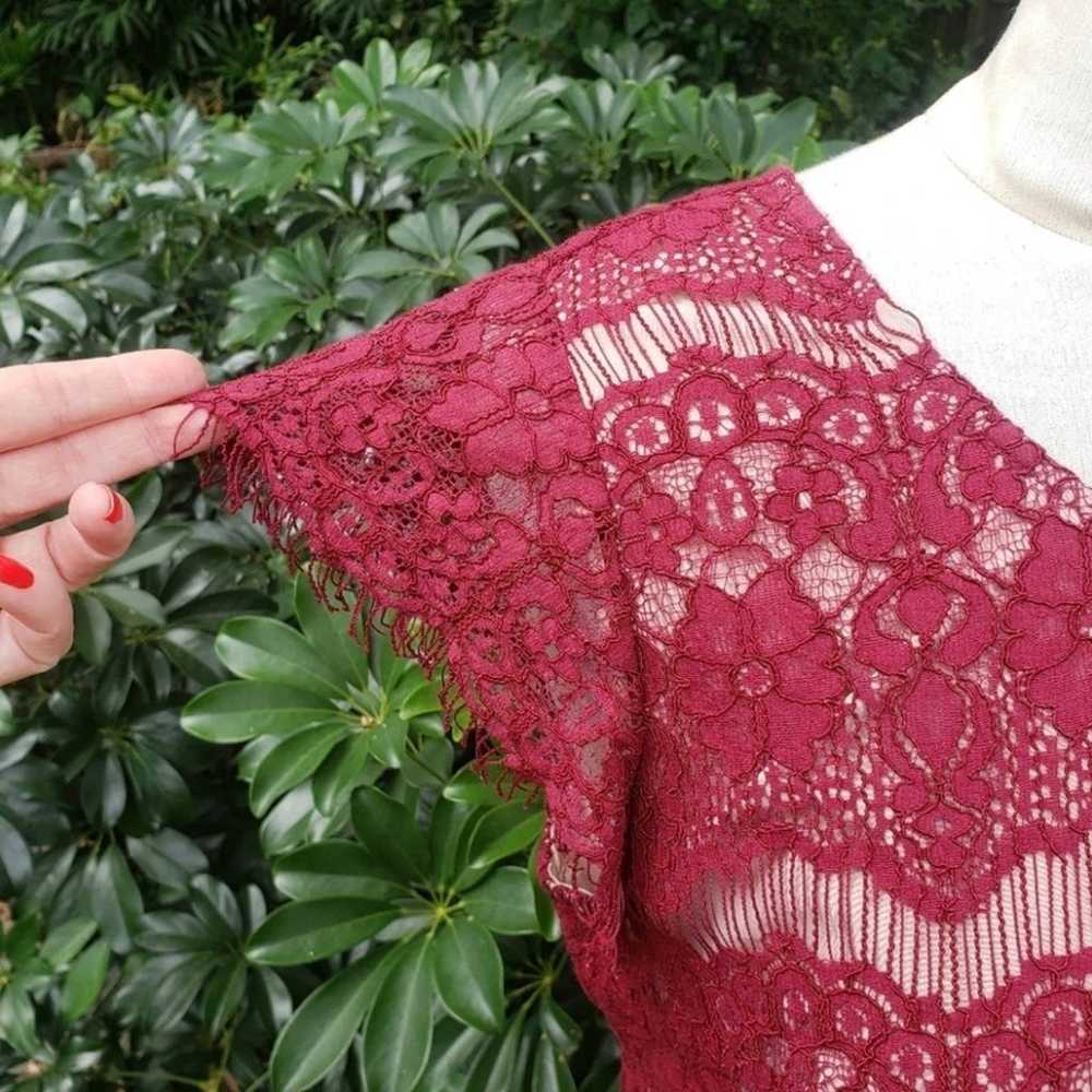 Anthropologie Maeve Sz M Elsa Wine Lace Peplum Dr… - image 4