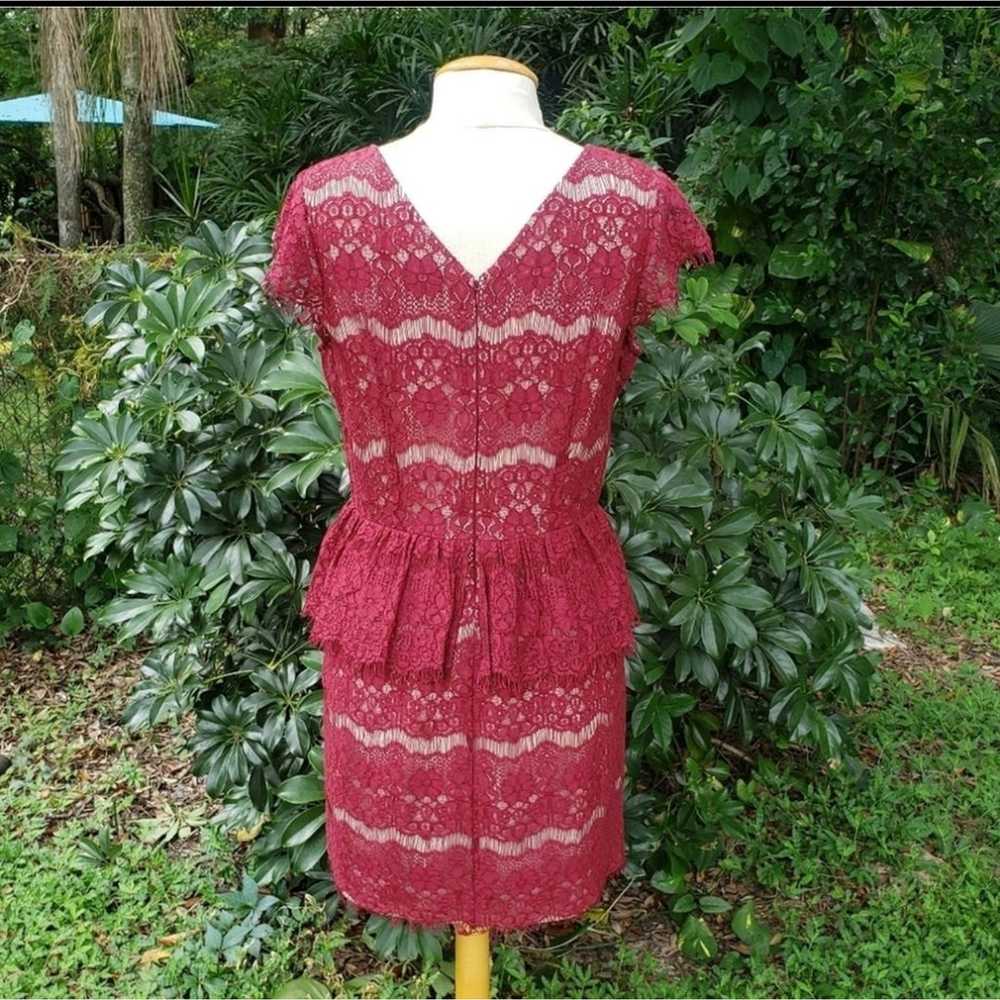 Anthropologie Maeve Sz M Elsa Wine Lace Peplum Dr… - image 6