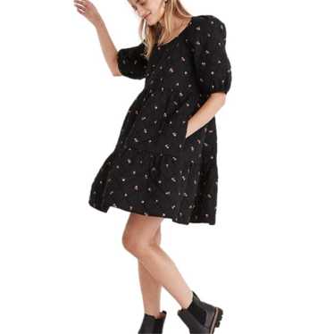 Madewell black quilted floral dress