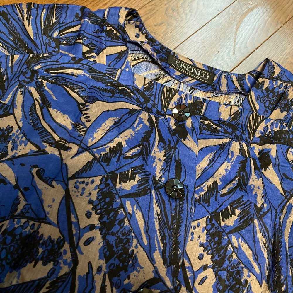 70's 80's vintage royal blue floral dress. - image 12