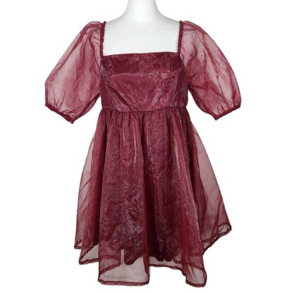 TCEC Oxblood Burgundy Mini Organza Baby Doll Dres… - image 1