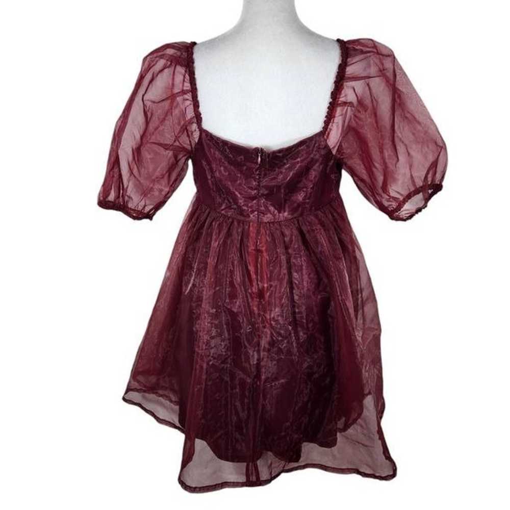 TCEC Oxblood Burgundy Mini Organza Baby Doll Dres… - image 2