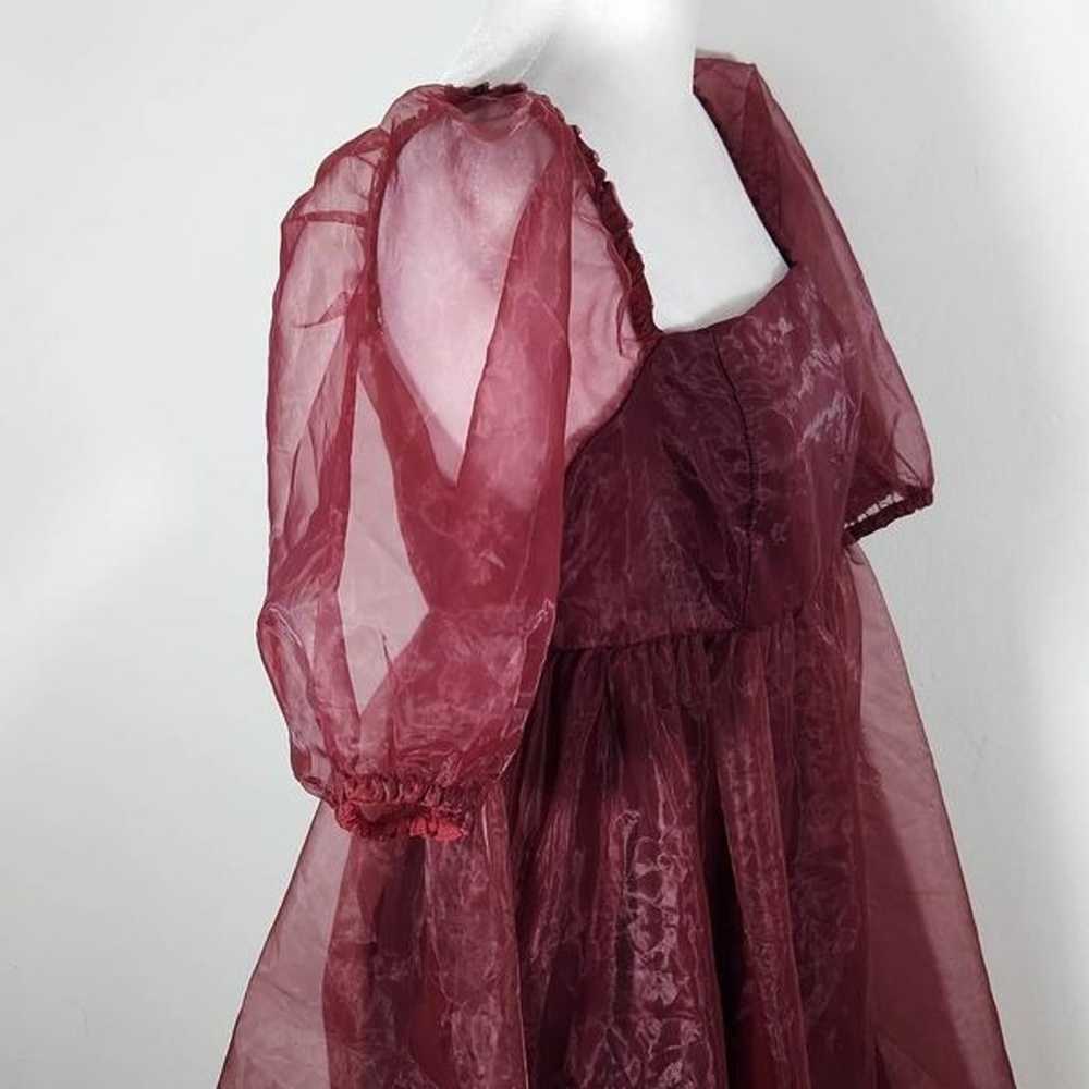 TCEC Oxblood Burgundy Mini Organza Baby Doll Dres… - image 5