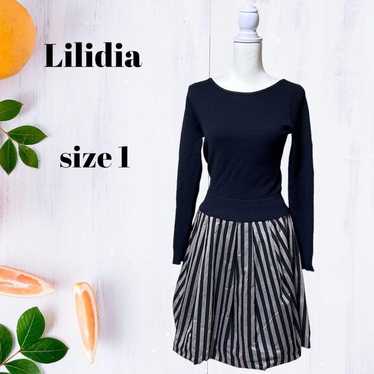 Lilidia Knit Mixed Material Docking Dress (S-M) B… - image 1