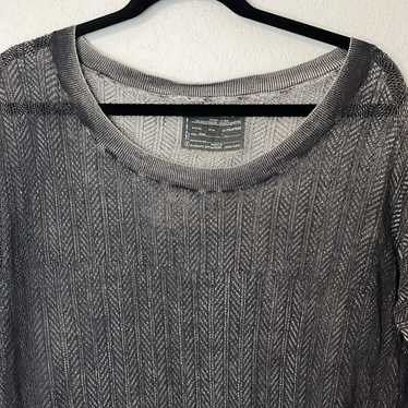 All Saints Sheer Knit Sweater Dress 14 Black Gray