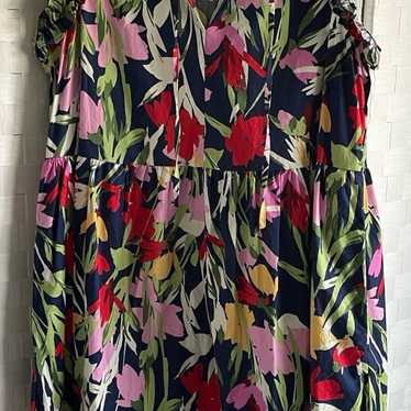 NWOT Maggy London Blue Floral Dress Size 14 Sleeve