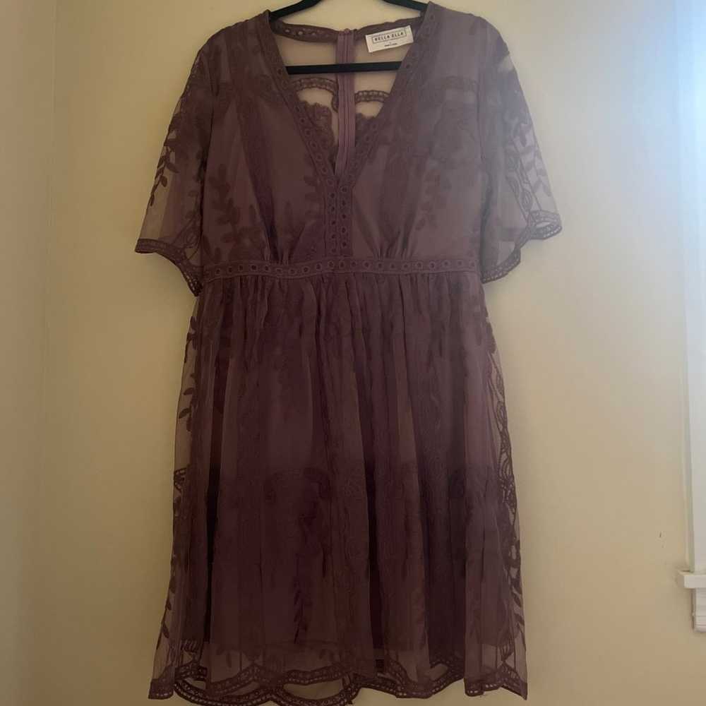 Mauve lace mini dress - image 3