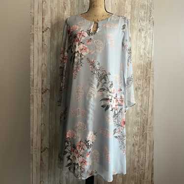 Connected Apparel Light Blue Floral Sheath Dress