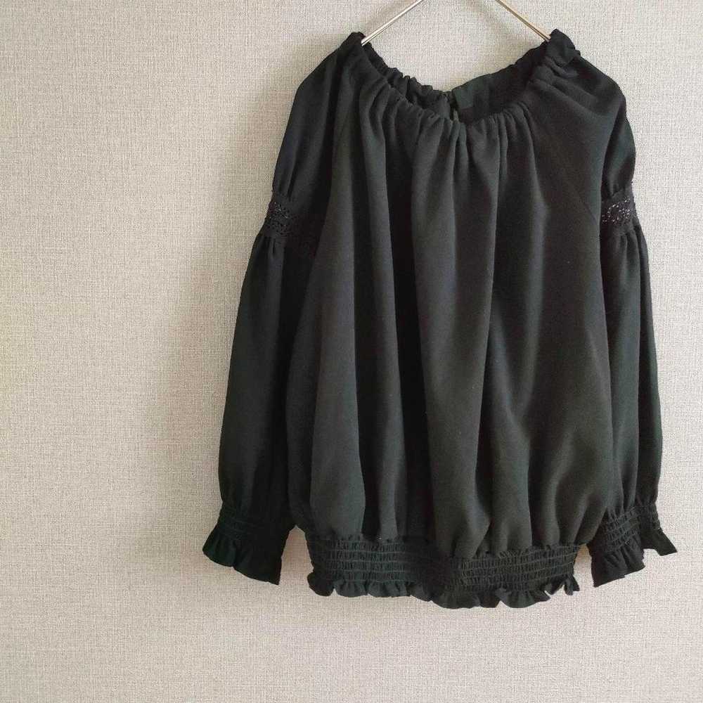 【GU/GU】Back Ribbon Off-Shoulder Smock Blouse M Ga… - image 2