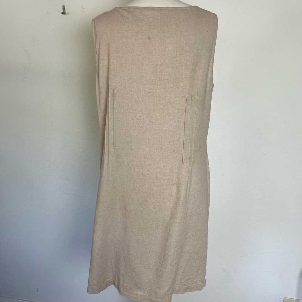 Vintage Y2K Linen Lagenlook Lace Beige Flax Dress… - image 3