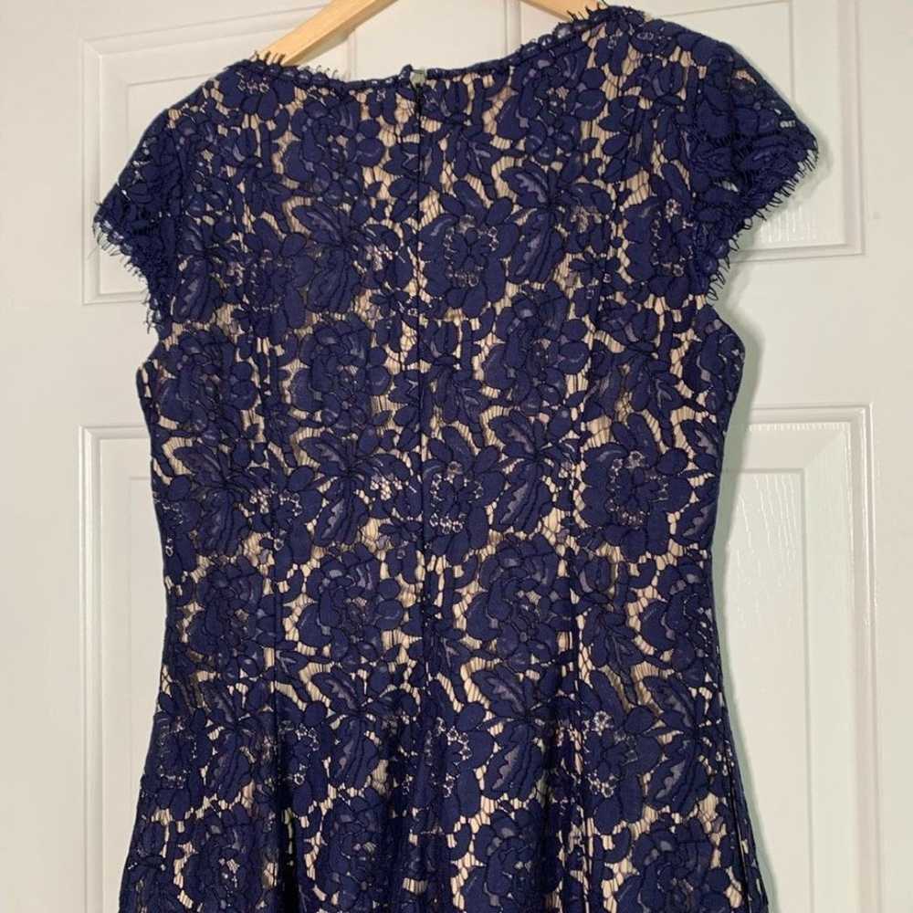 Eliza J Dress size 12 Blue Beige Floral Lace Over… - image 5