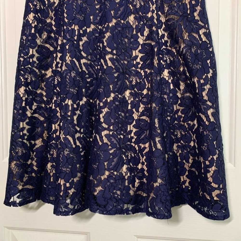 Eliza J Dress size 12 Blue Beige Floral Lace Over… - image 7