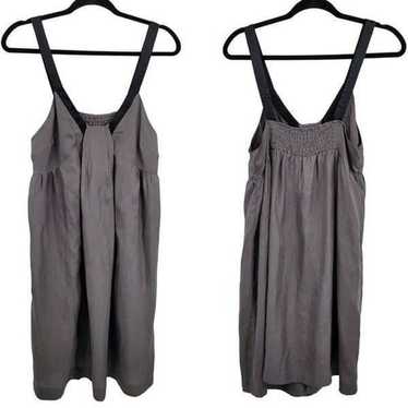 Silence & Noise Silk Baby Doll Dress L Gray Black… - image 1