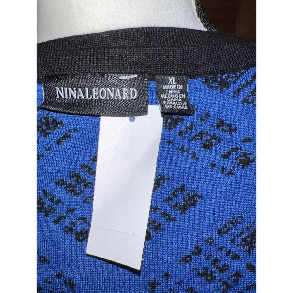 Nina Leonard Flounce Hem  Plaid Blue Dress — XL - image 11