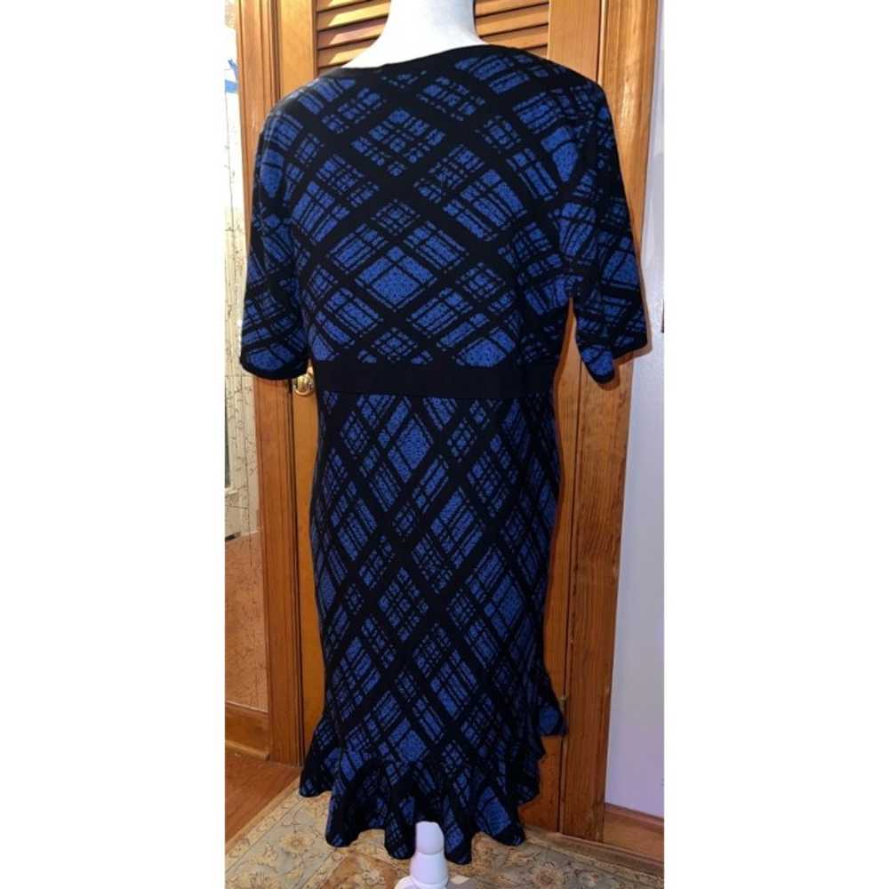 Nina Leonard Flounce Hem  Plaid Blue Dress — XL - image 4