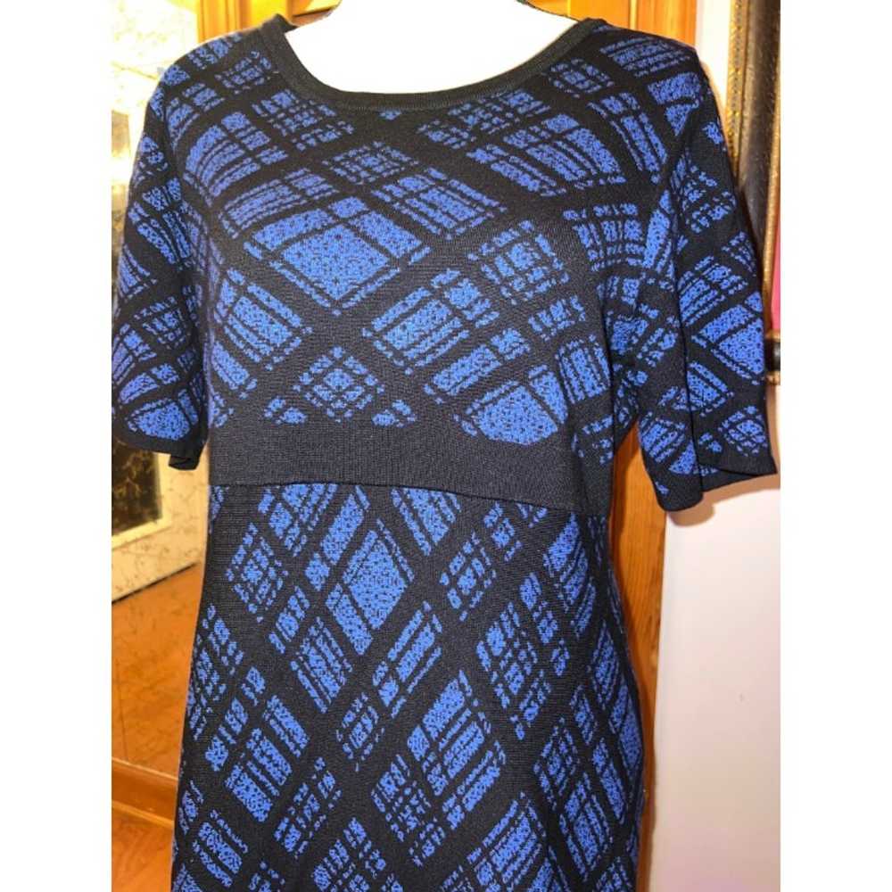 Nina Leonard Flounce Hem  Plaid Blue Dress — XL - image 5