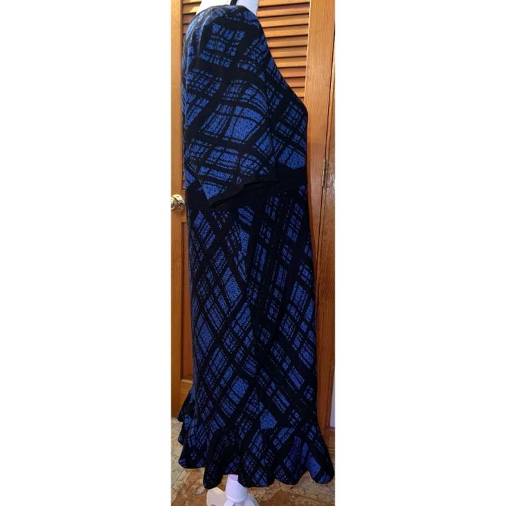 Nina Leonard Flounce Hem  Plaid Blue Dress — XL - image 8