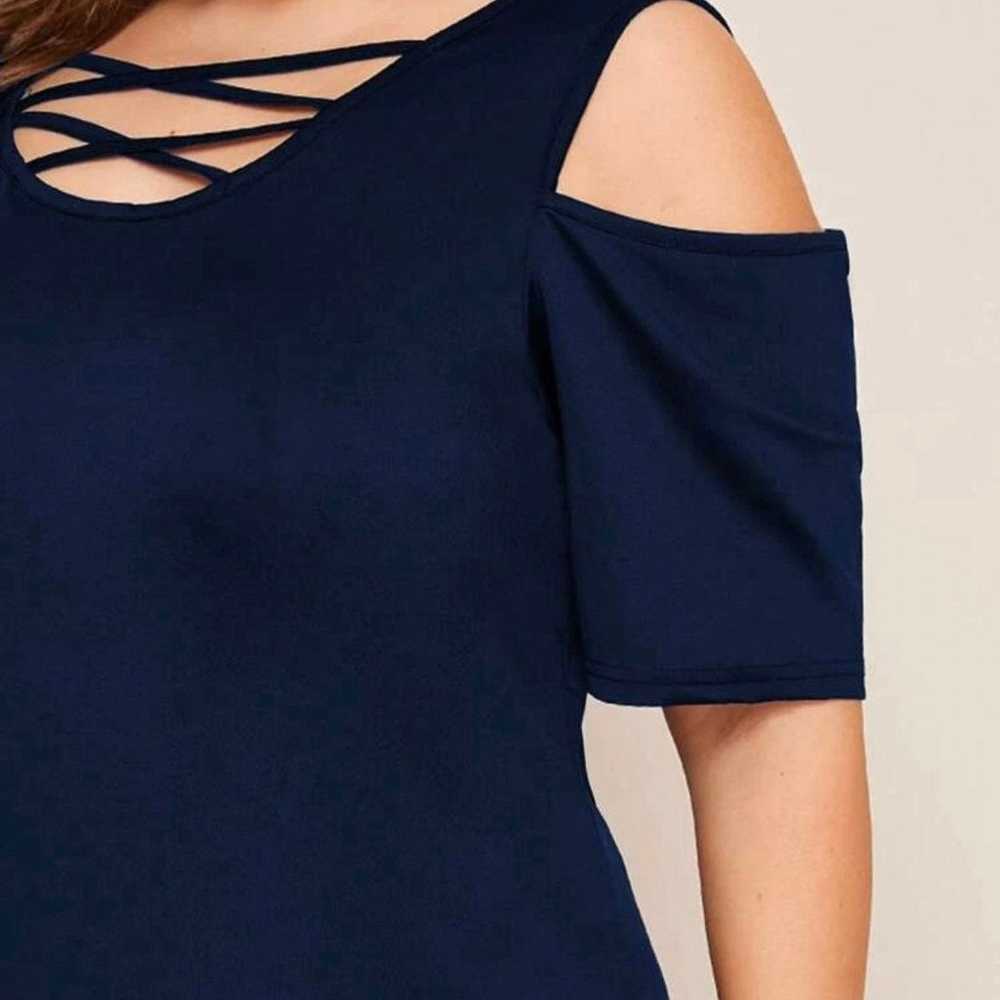 Criss cross 0X cold shoulder dress new navy blue … - image 3