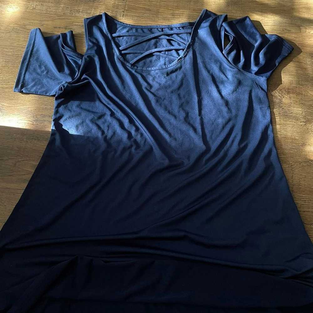 Criss cross 0X cold shoulder dress new navy blue … - image 7