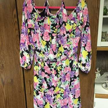 floral dress cold shoulder