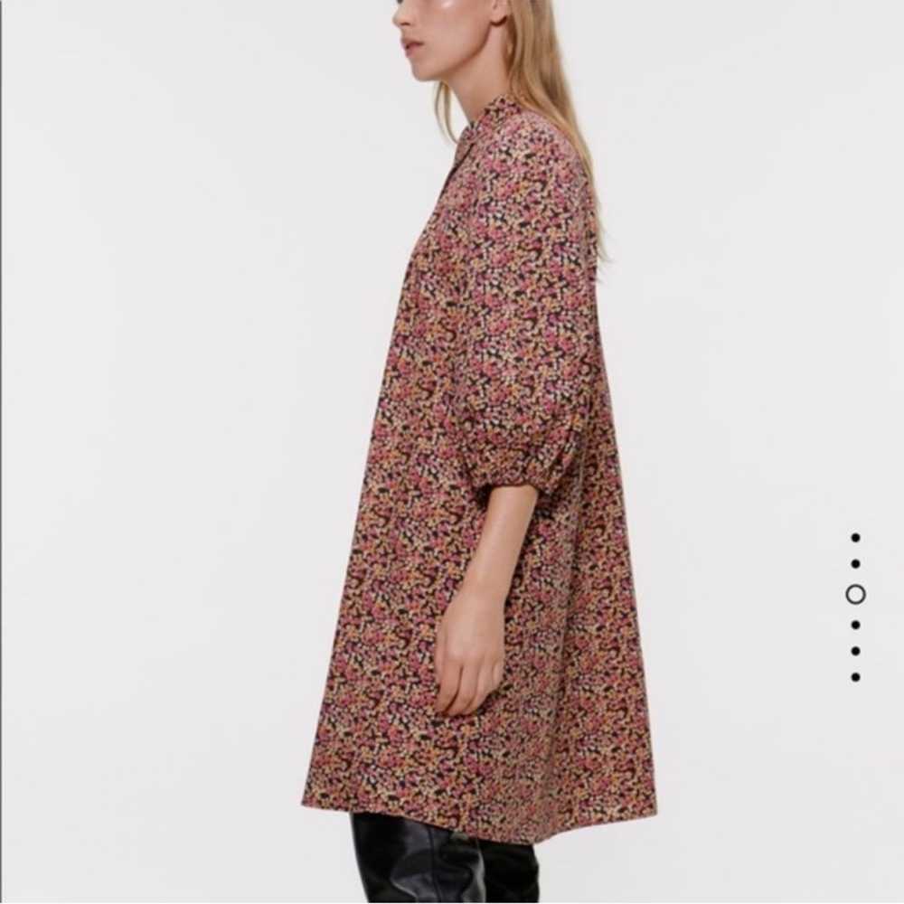 Zara printed floral puff sleeve shirt dress - image 3