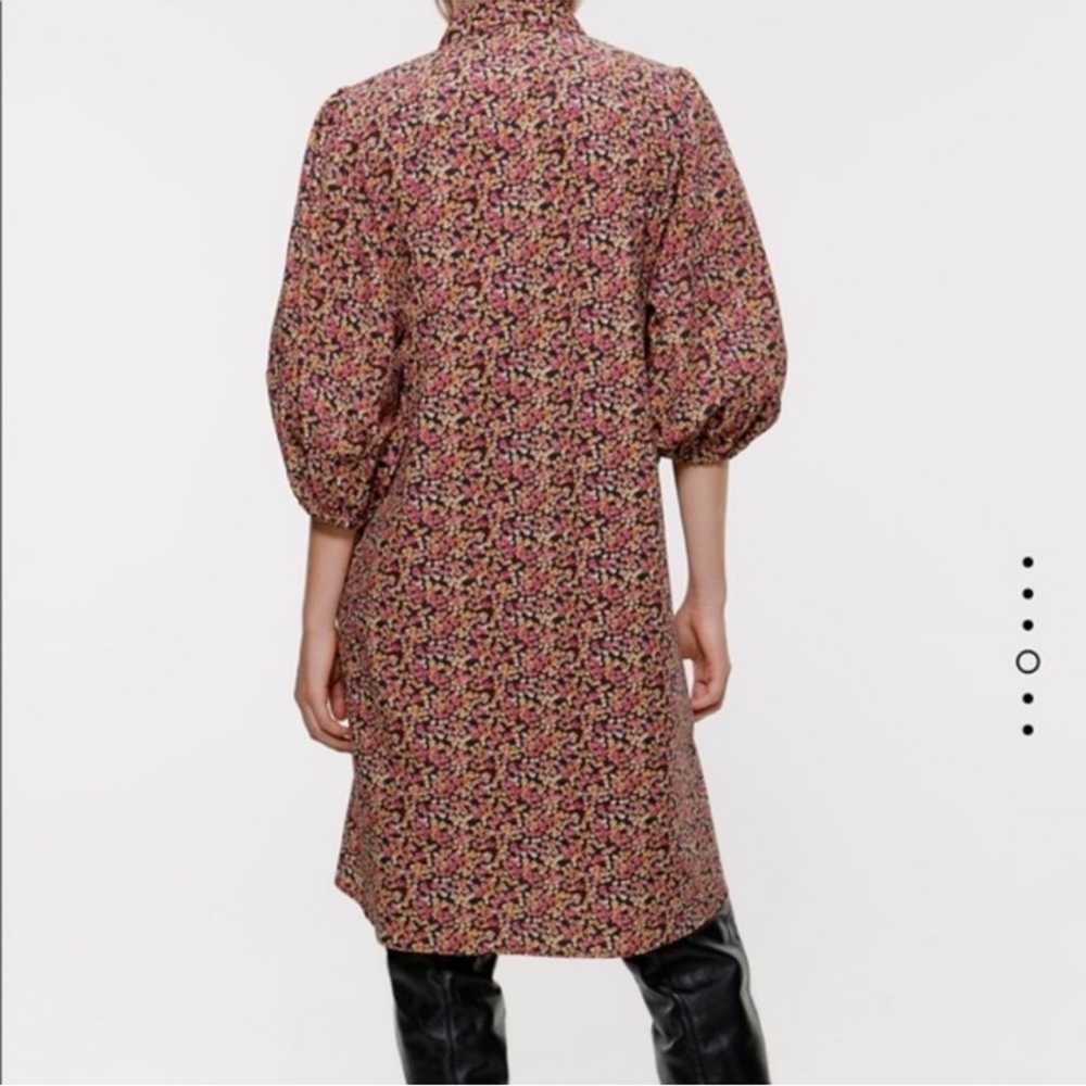 Zara printed floral puff sleeve shirt dress - image 4