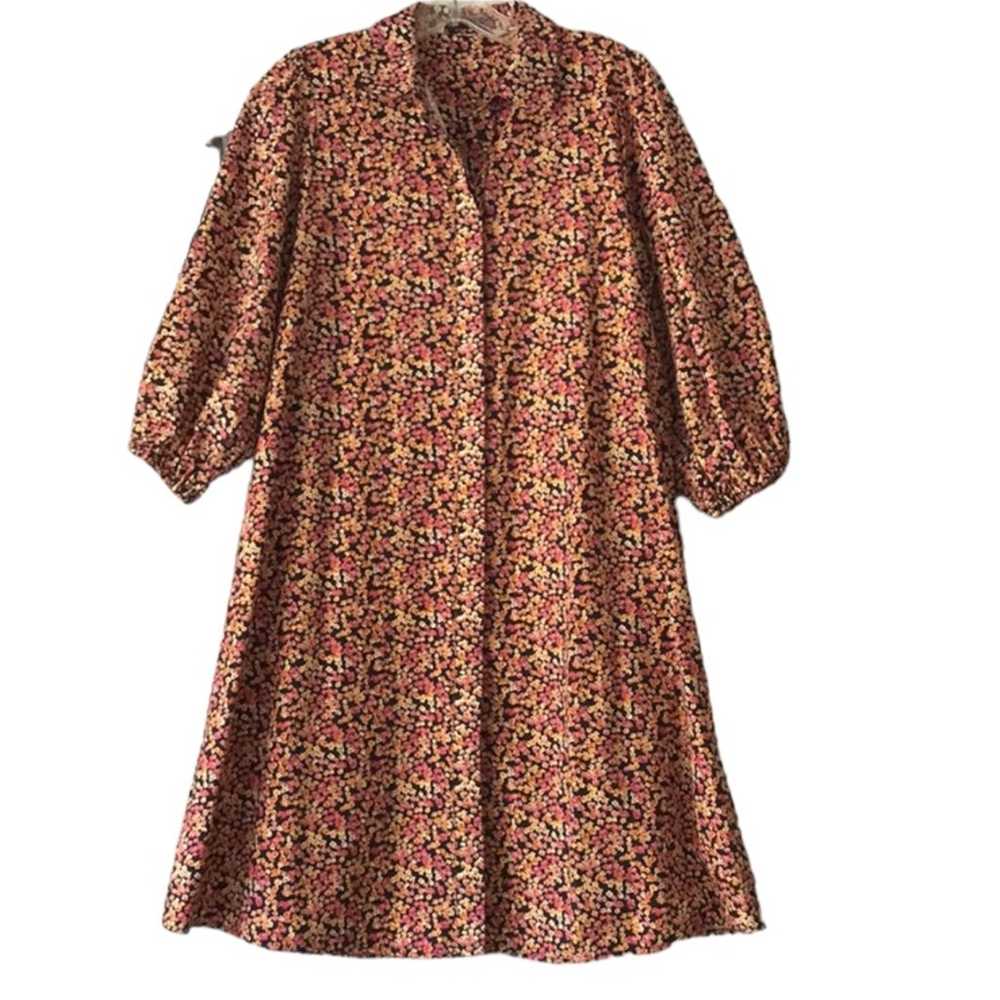 Zara printed floral puff sleeve shirt dress - image 5