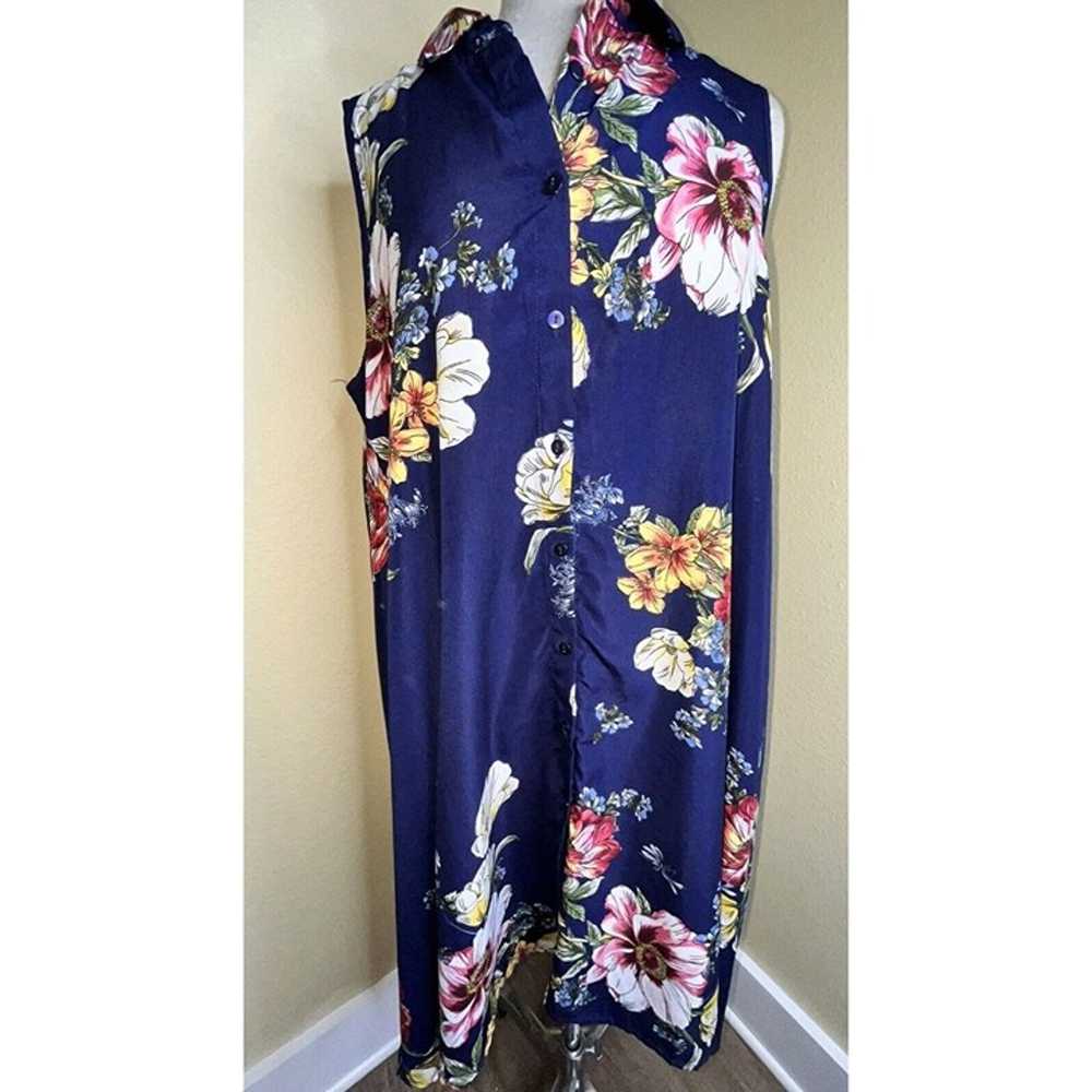 Mlle Gabrielle Maxi Dress Blue Floral Sleeveless … - image 3