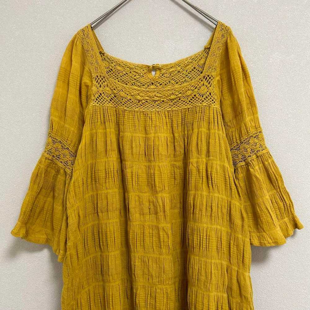 Nice Clap Shirring 5/4 Sleeve Tunic [F] Mustard - image 2